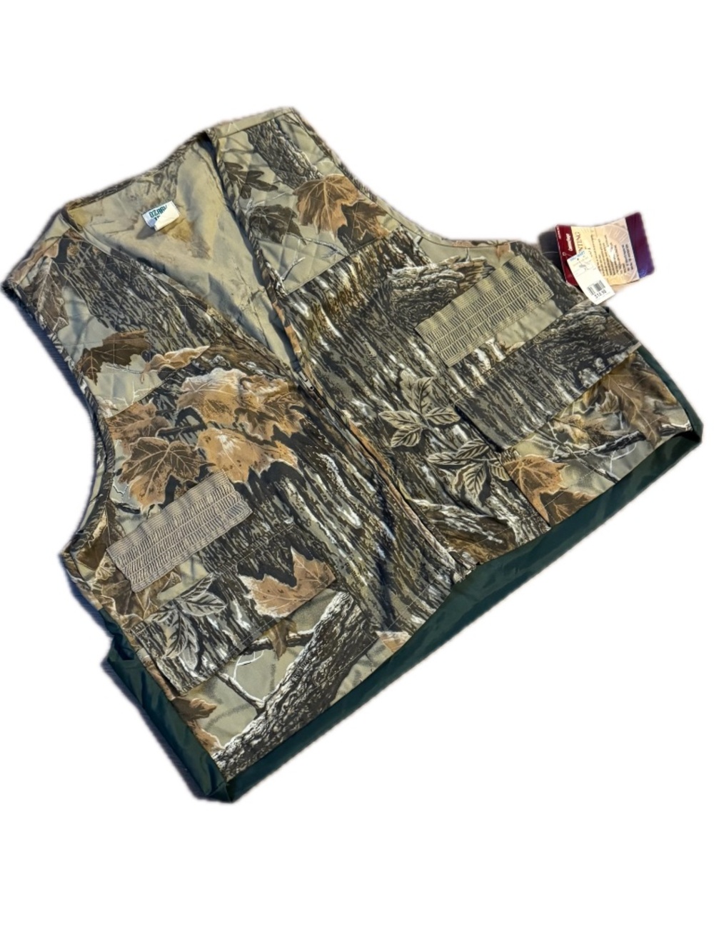 Vintage Walmart Brand Fishing Vest Size XL Camo Hunting Outdoors Full Zip NWT